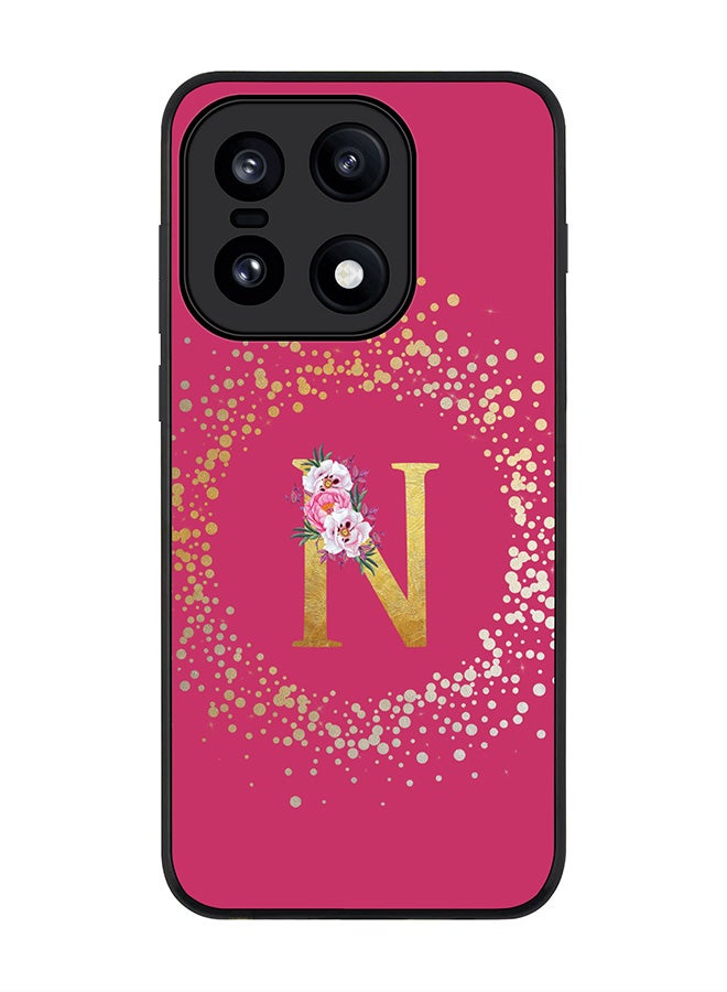 Stylizedd For OnePlus 15 Case,Slim fit Camera Protection, Shockproof Thin Phone cover  - Custom Monogram Floral - N ( Deep Pink ) - Image 1